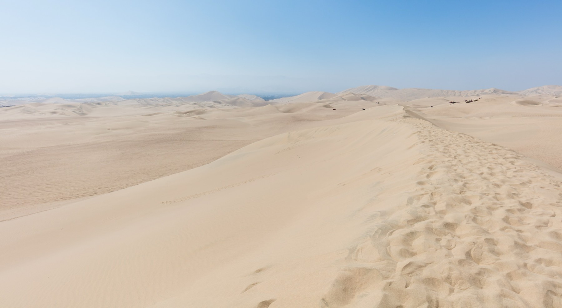 A dune crest with footprints in the Ica desert